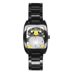 Cute Penguin Animal Stainless Steel Barrel Watch by Nexatart