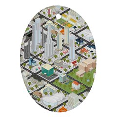 Simple Map Of The City Ornament (oval) by Nexatart