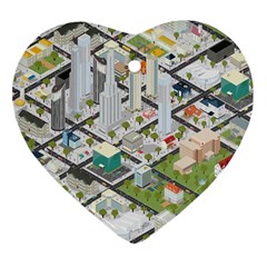 Simple Map Of The City Ornament (heart) by Nexatart