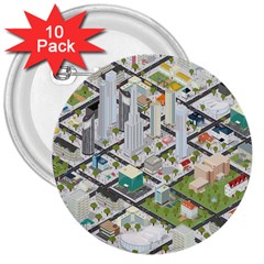 Simple Map Of The City 3  Buttons (10 Pack)  by Nexatart