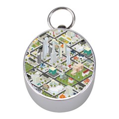 Simple Map Of The City Mini Silver Compasses by Nexatart