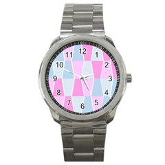 Geometric Pattern Design Pastels Sport Metal Watch by Nexatart