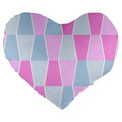 Geometric Pattern Design Pastels Large 19  Premium Heart Shape Cushions by Nexatart