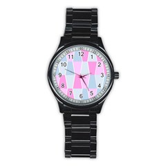 Geometric Pattern Design Pastels Stainless Steel Round Watch