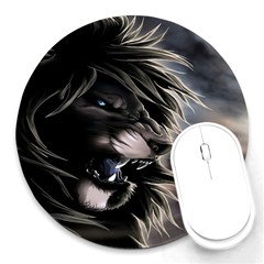 Angry Lion Digital Art Hd Round Mousepads by Nexatart