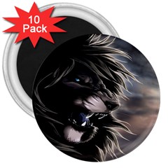 Angry Lion Digital Art Hd 3  Magnets (10 Pack)  by Nexatart