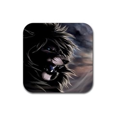 Angry Lion Digital Art Hd Rubber Coaster (square)  by Nexatart