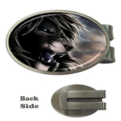 Angry Lion Digital Art Hd Money Clips (oval)  by Nexatart