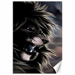 Angry Lion Digital Art Hd Canvas 12  X 18   by Nexatart