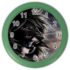 Angry Lion Digital Art Hd Color Wall Clocks by Nexatart