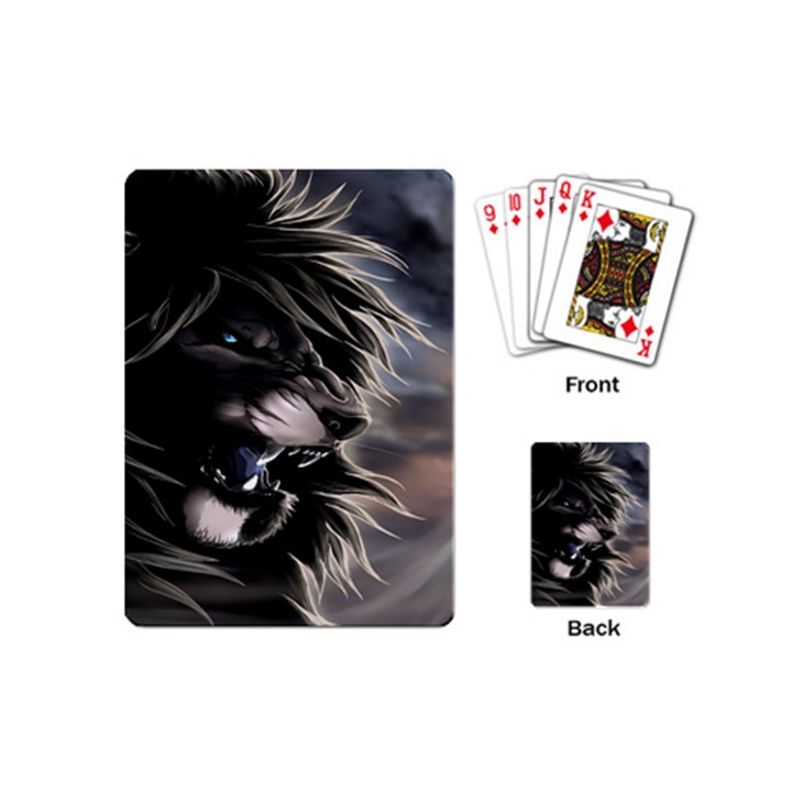 Angry Lion Digital Art Hd Playing Cards (Mini) 