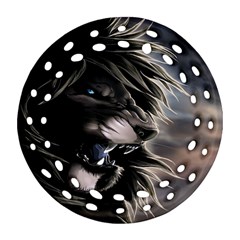 Angry Lion Digital Art Hd Round Filigree Ornament (two Sides) by Nexatart