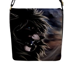 Angry Lion Digital Art Hd Flap Messenger Bag (l)  by Nexatart