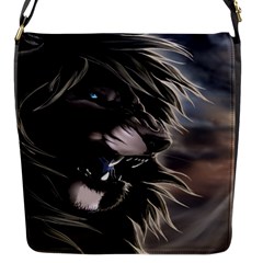 Angry Lion Digital Art Hd Flap Messenger Bag (s) by Nexatart