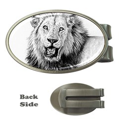 Lion Wildlife Art And Illustration Pencil Money Clips (oval)  by Nexatart