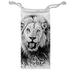 Lion Wildlife Art And Illustration Pencil Jewelry Bag by Nexatart