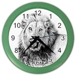 Lion Wildlife Art And Illustration Pencil Color Wall Clocks Front