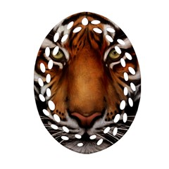 The Tiger Face Oval Filigree Ornament (two Sides) by Nexatart