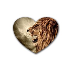 Roaring Lion Rubber Coaster (heart)  by Nexatart