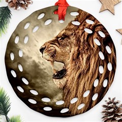 Roaring Lion Round Filigree Ornament (two Sides) by Nexatart