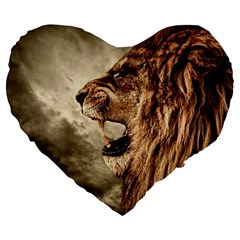 Roaring Lion Large 19  Premium Flano Heart Shape Cushions by Nexatart