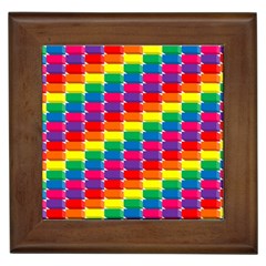 Rainbow 3d Cubes Red Orange Framed Tiles by Nexatart