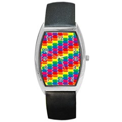 Rainbow 3d Cubes Red Orange Barrel Style Metal Watch by Nexatart