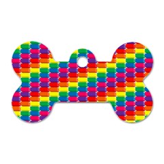 Rainbow 3d Cubes Red Orange Dog Tag Bone (one Side) by Nexatart