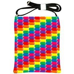 Rainbow 3d Cubes Red Orange Shoulder Sling Bags by Nexatart