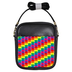 Rainbow 3d Cubes Red Orange Girls Sling Bags by Nexatart