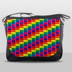 Rainbow 3d Cubes Red Orange Messenger Bags by Nexatart