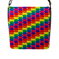 Rainbow 3d Cubes Red Orange Flap Messenger Bag (l)  by Nexatart