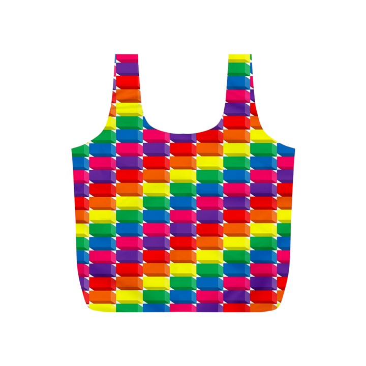 Rainbow 3d Cubes Red Orange Full Print Recycle Bags (S) 