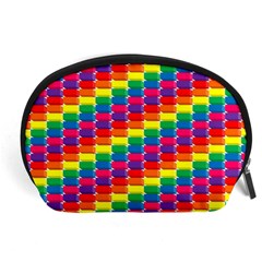 Rainbow 3d Cubes Red Orange Accessory Pouches (large)  by Nexatart