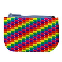 Rainbow 3d Cubes Red Orange Large Coin Purse by Nexatart