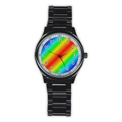 Background Diagonal Refraction Stainless Steel Round Watch