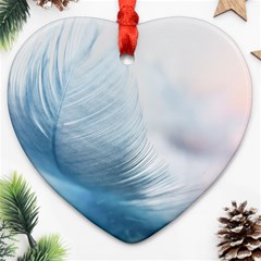 Feather Ease Slightly Blue Airy Ornament (heart)