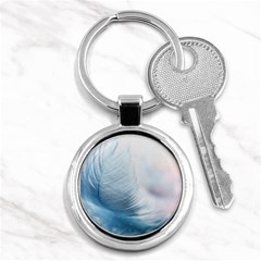 Feather Ease Slightly Blue Airy Key Chains (round)  by Nexatart