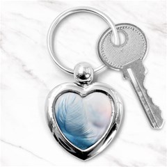 Feather Ease Slightly Blue Airy Key Chains (heart)  by Nexatart