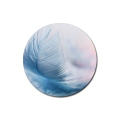 Feather Ease Slightly Blue Airy Rubber Round Coaster (4 Pack)  by Nexatart