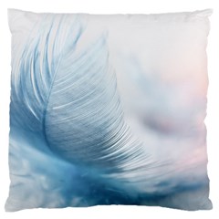 Feather Ease Slightly Blue Airy Large Flano Cushion Case (one Side) by Nexatart