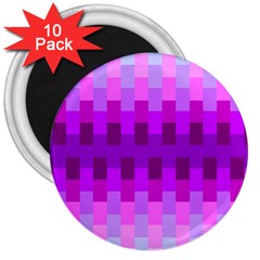 Geometric Cubes Pink Purple Blue 3  Magnets (10 Pack)  by Nexatart