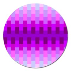 Geometric Cubes Pink Purple Blue Magnet 5  (round) by Nexatart