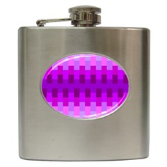 Geometric Cubes Pink Purple Blue Hip Flask (6 Oz) by Nexatart