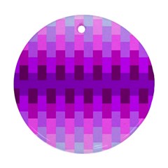 Geometric Cubes Pink Purple Blue Round Ornament (two Sides) by Nexatart