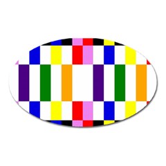 Rainbow Color Blocks Red Orange Oval Magnet by Nexatart