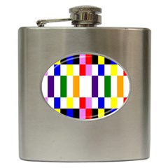 Rainbow Color Blocks Red Orange Hip Flask (6 Oz) by Nexatart