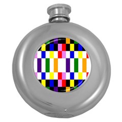 Rainbow Color Blocks Red Orange Round Hip Flask (5 Oz) by Nexatart