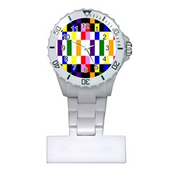 Rainbow Color Blocks Red Orange Plastic Nurses Watch by Nexatart