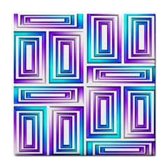 Geometric 3d Metallic Aqua Purple Tile Coasters